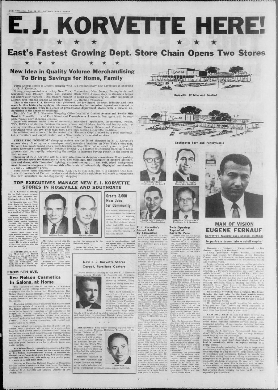 E. J. Korvette (Korvettes) - Opening Annoucement 1963 (newer photo)